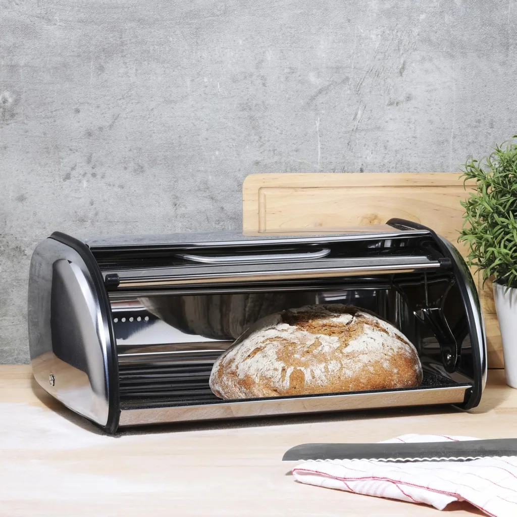 Edelstahl Brotkasten mit Fenster