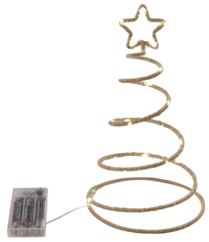 LED Spiral-Tannenbaum aus Hanfseil