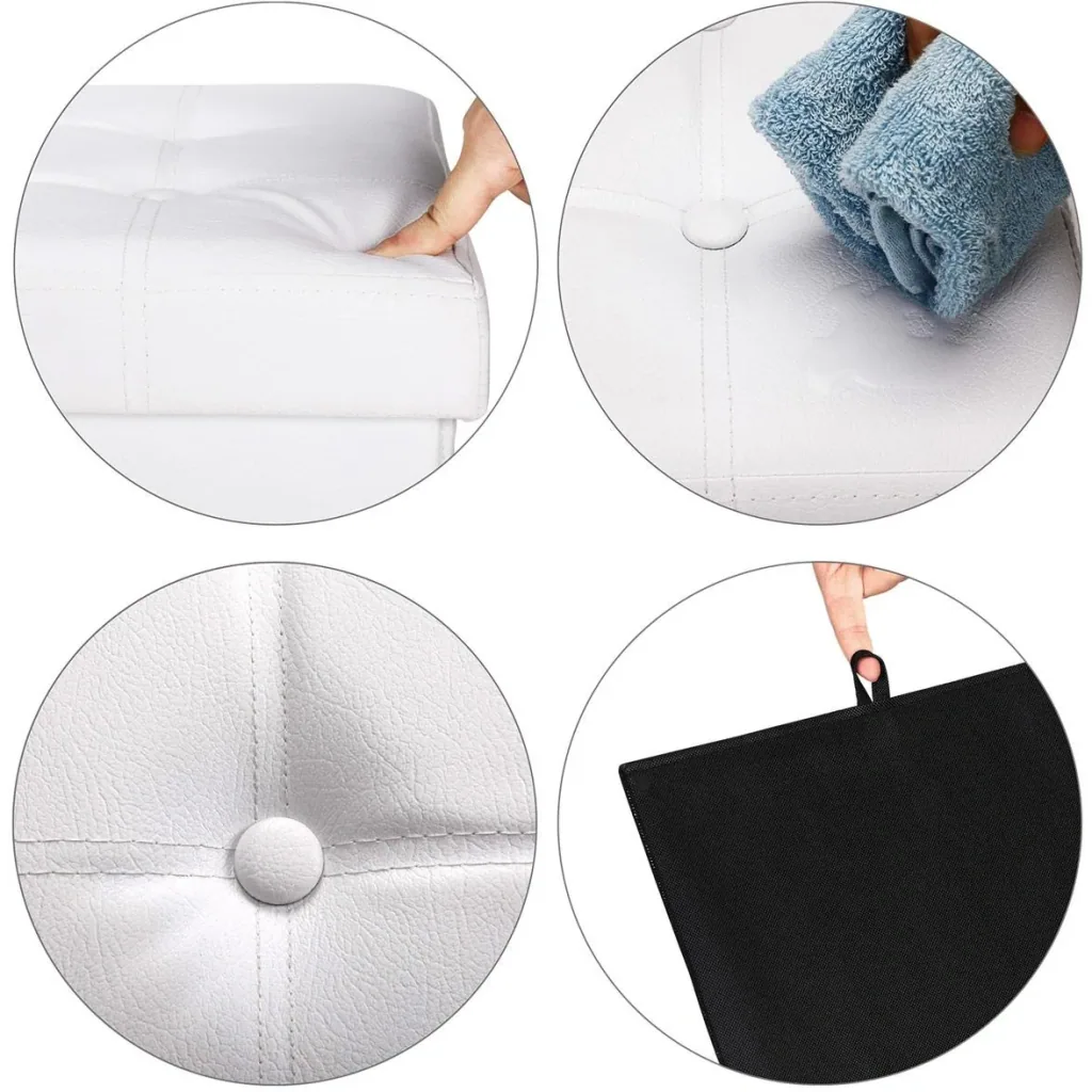Klappbarer Hocker mit Ablage weiß 38x38x38 cm