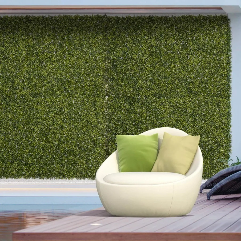 12 Stück künstliches Pflanzenwand Hecke 50x50 cm UV-Schutz Sichtschutz Mailänder Gras Design Heckenpflanze für Garten Ou