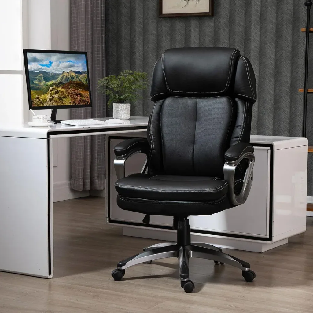 Bürostuhl Computerstuhl mit Wippenfunktion Kopfstütze ergonomischer Schreibtischstuhl drehbar höhenverstellbar Kunstlede