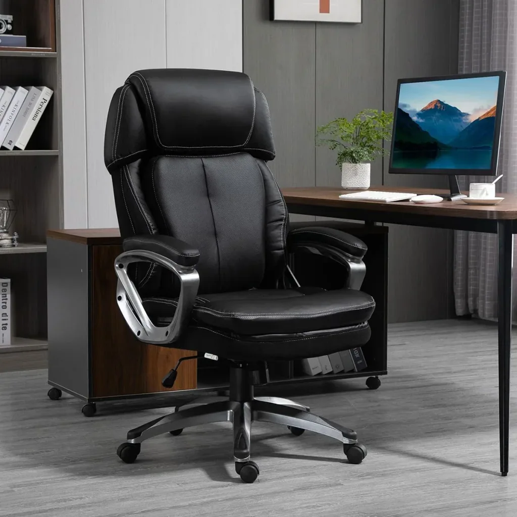 Bürostuhl Computerstuhl mit Wippenfunktion Kopfstütze ergonomischer Schreibtischstuhl drehbar höhenverstellbar Kunstlede