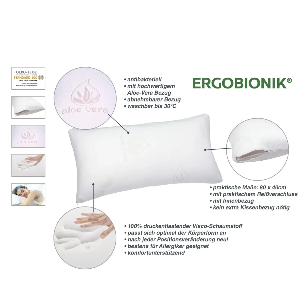 Memory Foam Matratzenauflage, Aloe Vera, 90x200x4cm