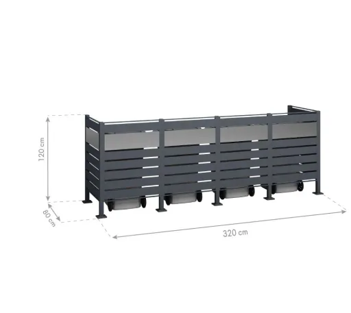 Mülltonnenverkleidung Planum 4er Box, 120 cm, antharzit