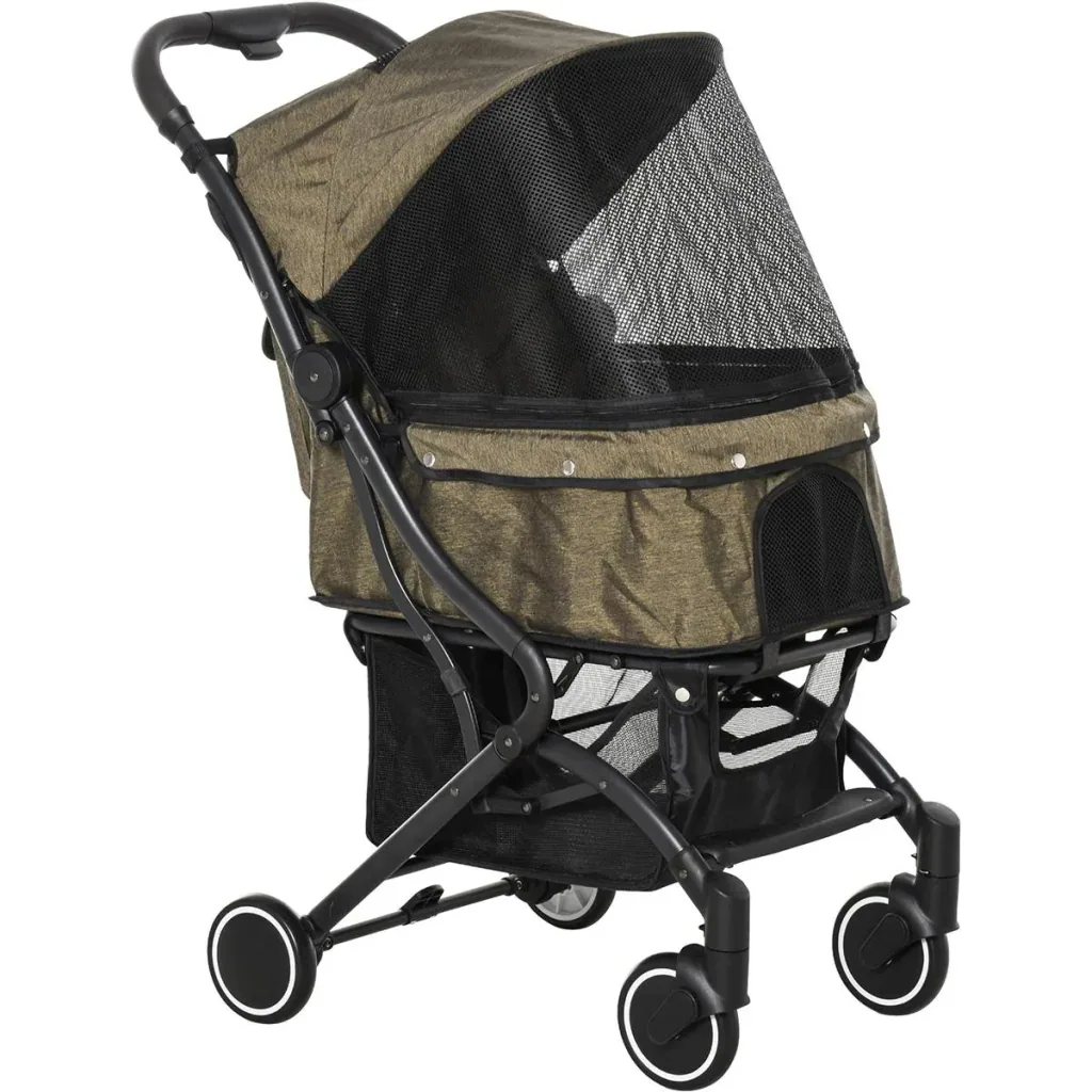 Haustierbuggy mit Klappfunktion braun, schwarz