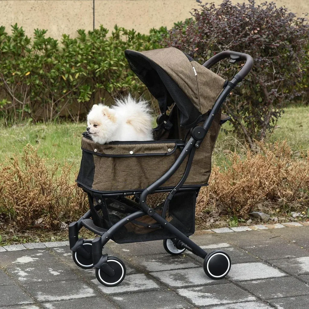Haustierbuggy mit Klappfunktion braun, schwarz
