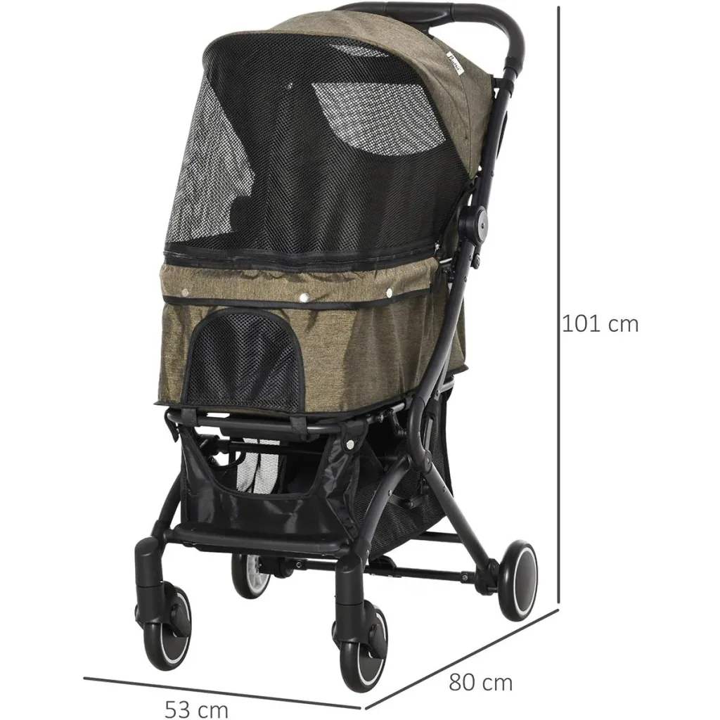 Haustierbuggy mit Klappfunktion braun, schwarz