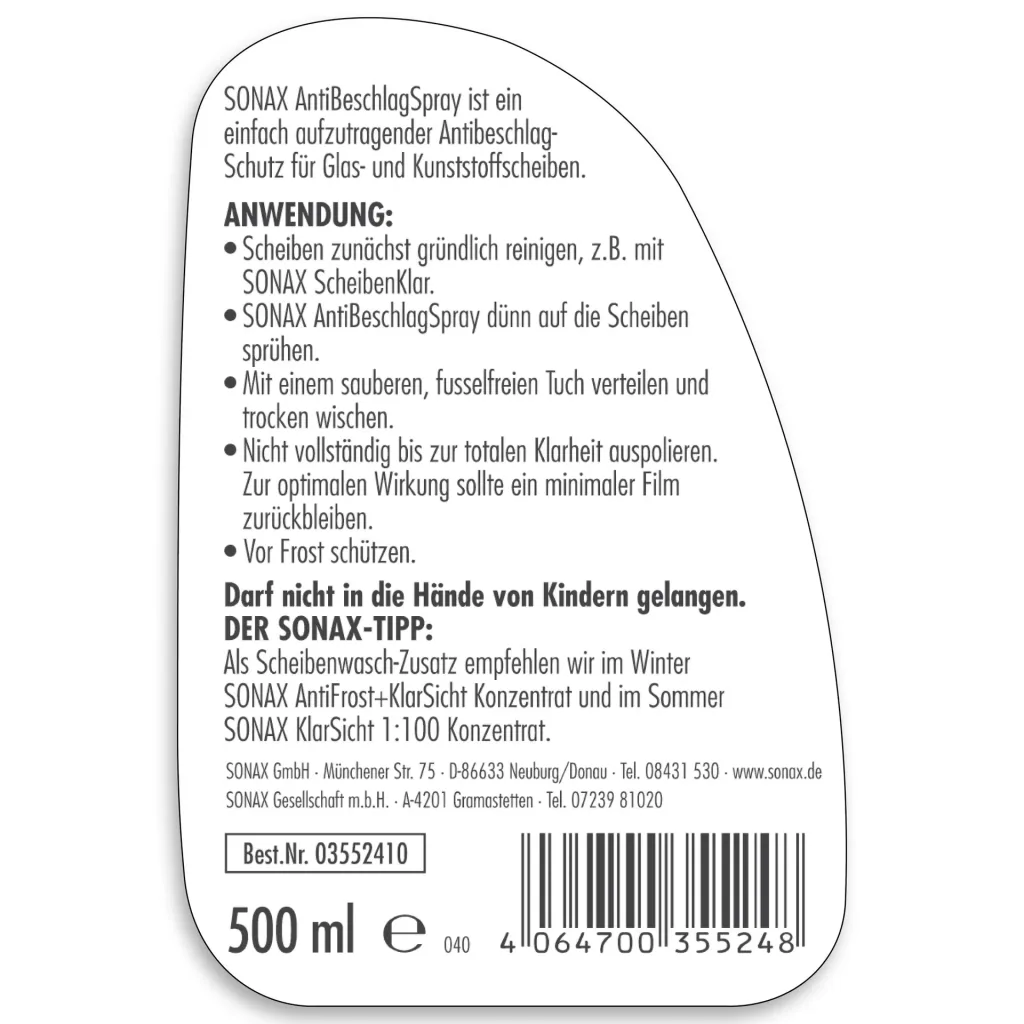 Antibeschlagspray 500 ml