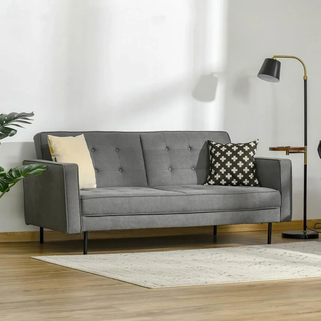 Schlafsofa 3-Sitzer Schlafcouch Stoffsofa Sofa mit Schlaffunktion Bettsofa mit Bettkasten verstellbarer Winkel Vintage E
