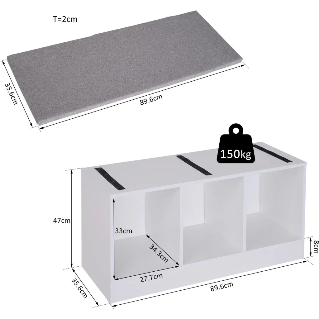Schuhbank mit Sitzkissen Schuhschrank Schuhregal Lowboard Garderobe Flur Diele