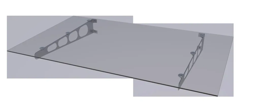 Edelstahlvordach HD/LT 160 klar, 160 x 90 x 16 cm, Edelstahl, Verbundsicherheitsglas (VSG) 8mm klar