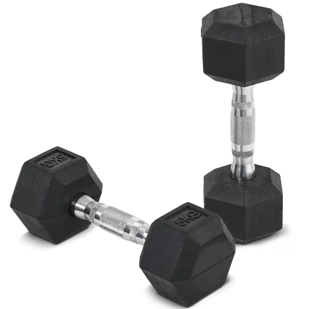 2er-Set Gummi-Hantel Fitness Hantel Kurzhantel für Trainingsraum Büro sechseckige Form Metall Gummi schwarz 5 KG