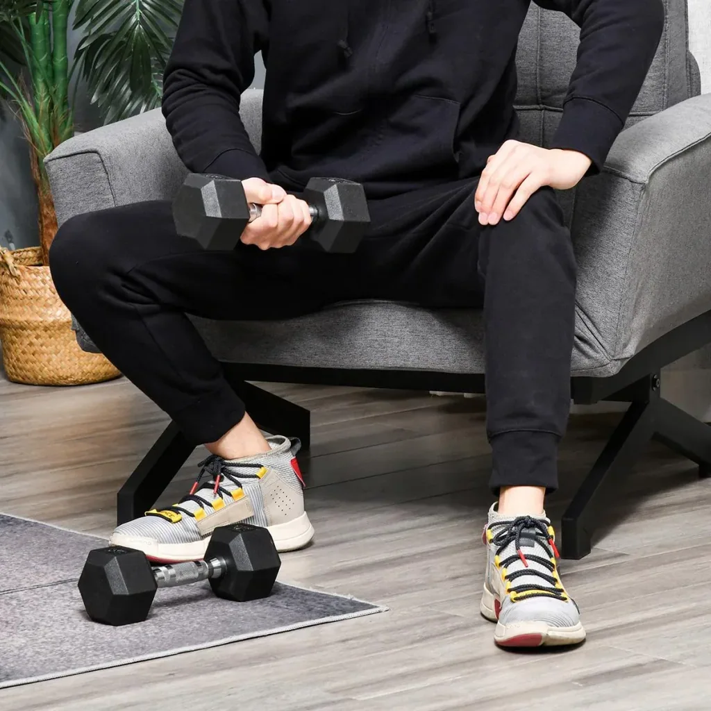 2er-Set Gummi-Hantel Fitness Hantel Kurzhantel für Trainingsraum Büro sechseckige Form Metall Gummi schwarz 5 KG
