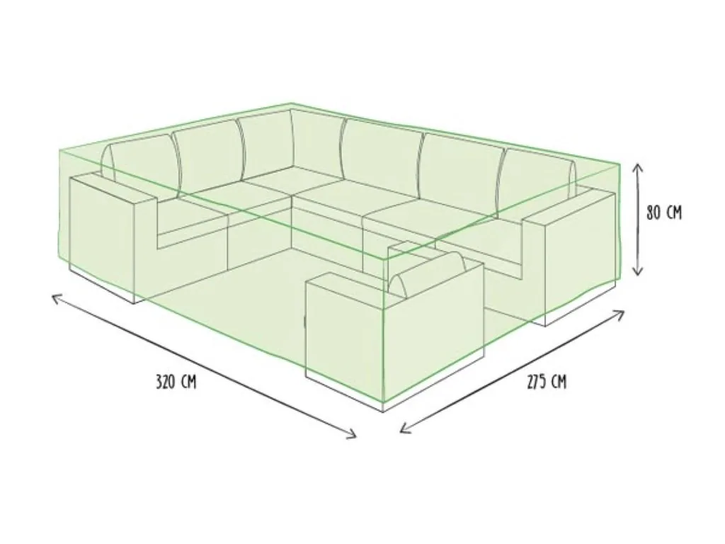 Outdoor-Gartenset-Abdeckung 320 x 275 x 80 cm, wasser- und UV-beständig, langlebige rechteckige Möbelabdeckung zum Schutz vor Regen und Schmutz, ideal für große Lounge- und Essgruppen