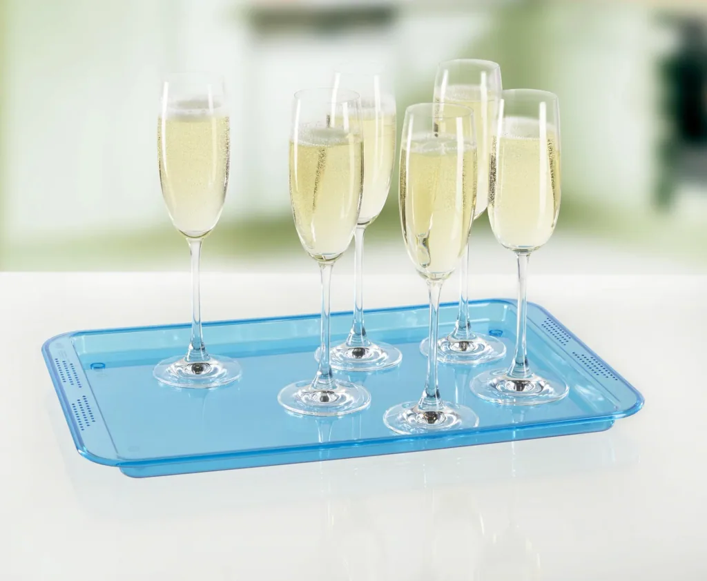 Servier-Tablett, Blau/ Transparent