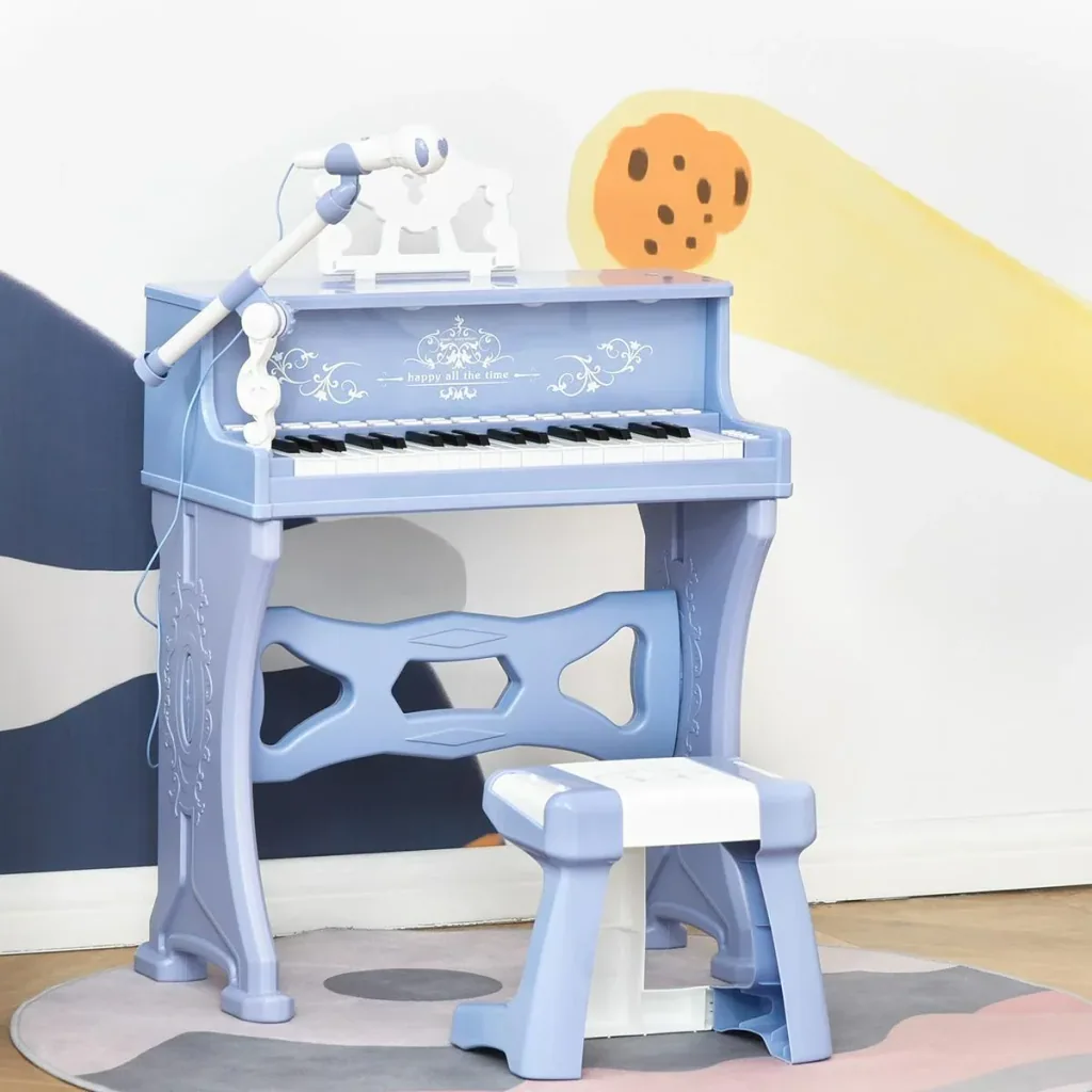 Kinder Klavier 37 Tasten Mini-Klavier Piano Keyboard mit Hocker und 22 Demo-Songs zum Abspielen aus ABS Musikinstrument