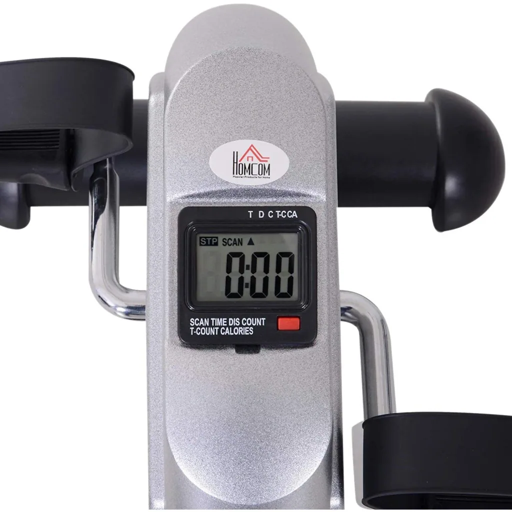 Heimtrainer Mini Bike Pedaltrainer Trainingsrad Fahrradgerät mit LCD-Display Metall Silber 39 x 40 x 31 cm
