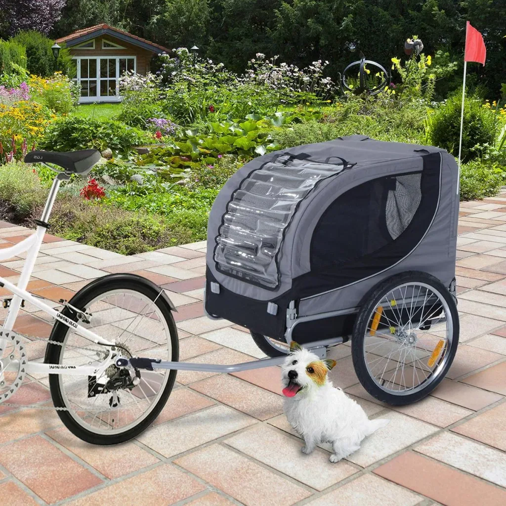 Fahrradanhänger für Hunde grau