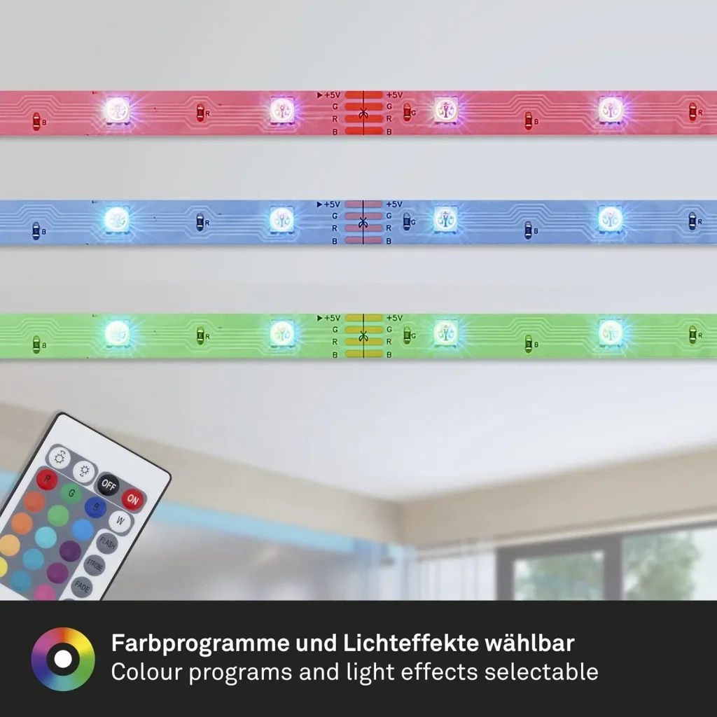 RGB-LED Flexband für den Außenbereich,IP44, 3 m, 90 RGB-LEDs, Fernbedienung
