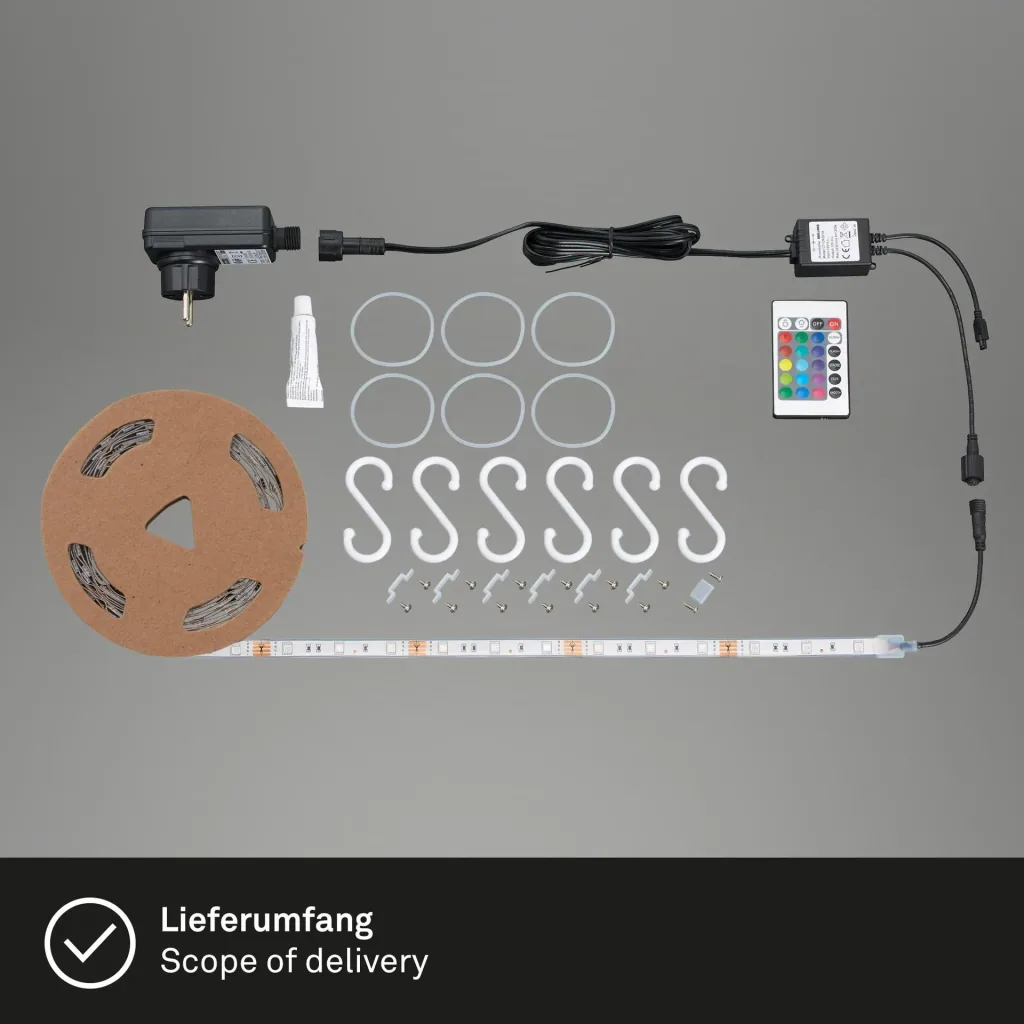 RGB-LED Flexband für den Außenbereich,IP44, 3 m, 90 RGB-LEDs, Fernbedienung