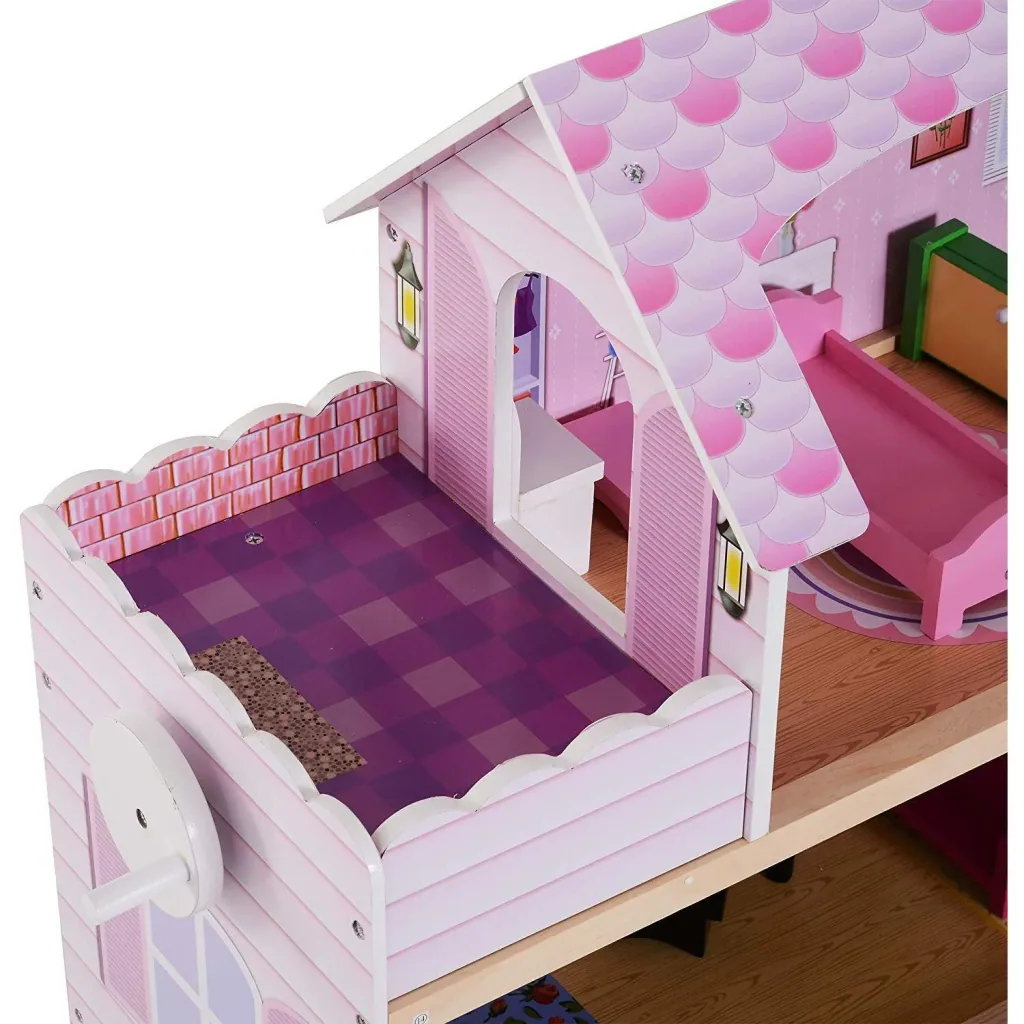 Kinder Puppenhaus Puppenstube Barbiehaus Dollhouse 3 Etagen mit Möbeln L60 x B30 x H71
