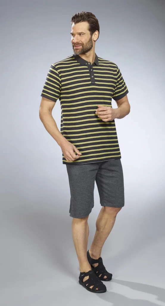 Poloshirt gestreift, Farbe anthrazit/gelb, Gr.M