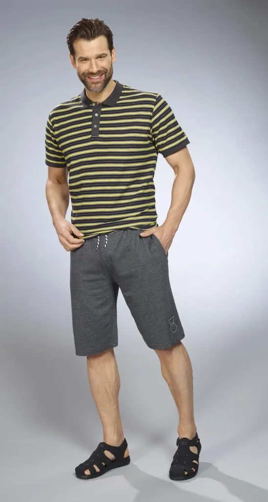 Poloshirt gestreift, Farbe anthrazit/gelb, Gr.M