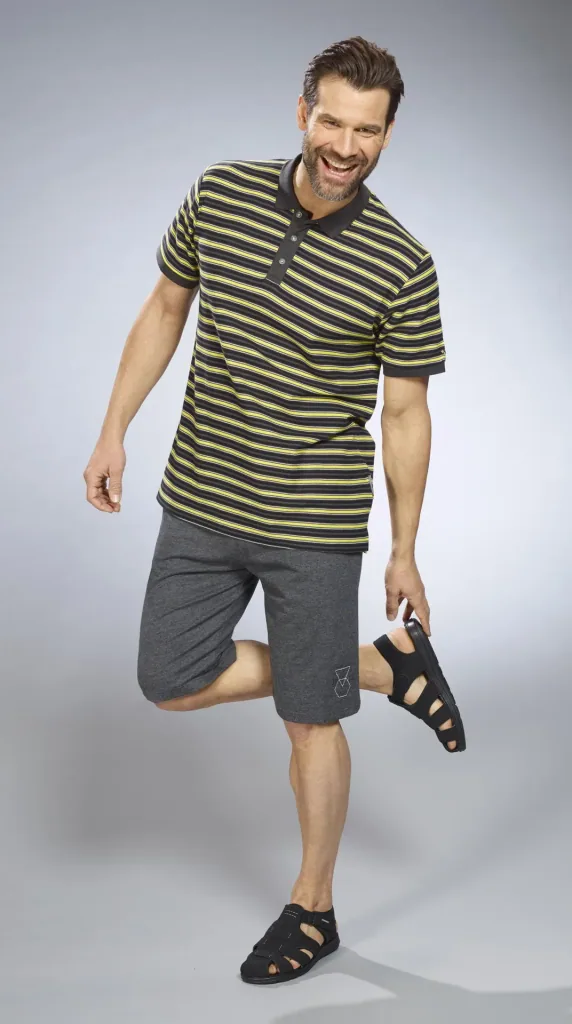 Poloshirt gestreift, Farbe anthrazit/gelb, Gr.M