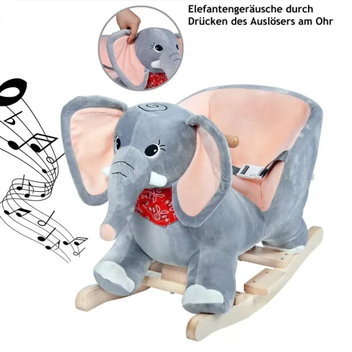 Schaukelstuhl Kinderelefant mit Sicherheitsgurt