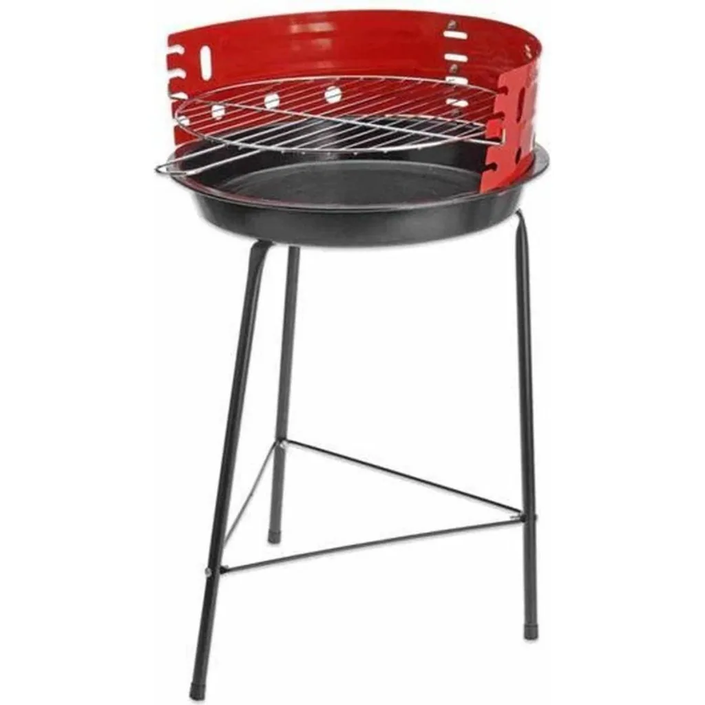 Vargan Holzkohlegrill Ø33 cm - Halb offen - Schwarz/Rot