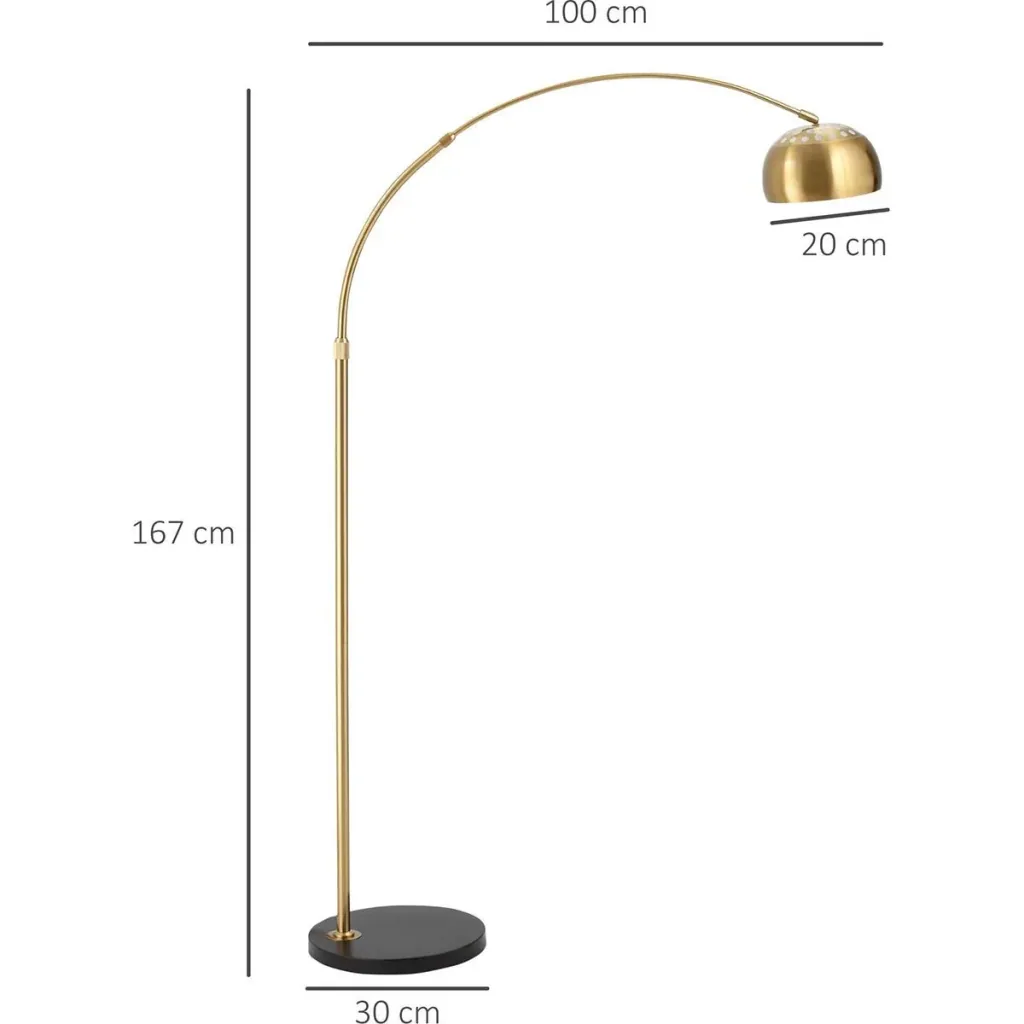 Bogenlampe Stehlampe Wohnzimmer mit vergoldeter Lampenschirm Stehleuchte 40W Bogenleuchte mit E27 Fassung Schirm für Sch