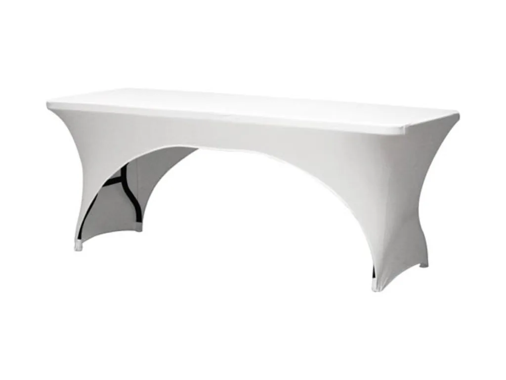 Stretch Tischdecke, weiß, Polyester, rechteckiger Tisch, Beintaschen