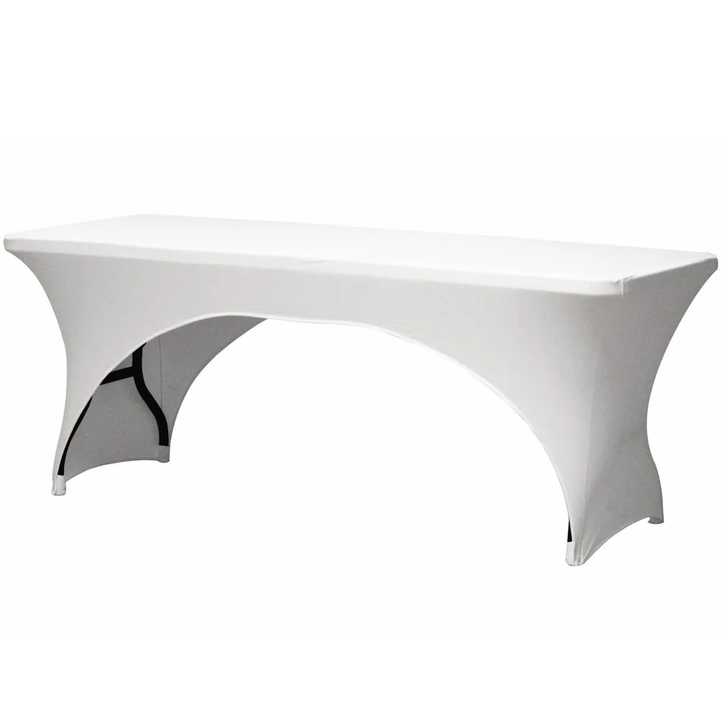 Stretch Tischdecke, weiß, Polyester, rechteckiger Tisch, Beintaschen