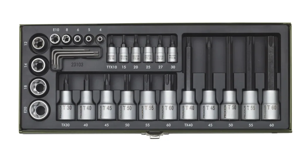 Steckschlüsselsatz TX, 1/4" + 1/2" (29-tlg.)
