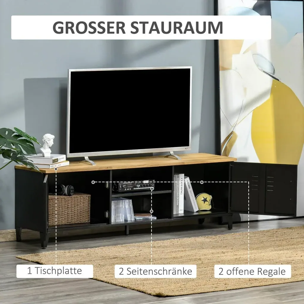 TV Schrank Fernsehschrank Fernsehtisch TV Lowboard Kommode für Fernseher kleiner als 55" mit 2 Türen Regal Wohnzimmer Sc