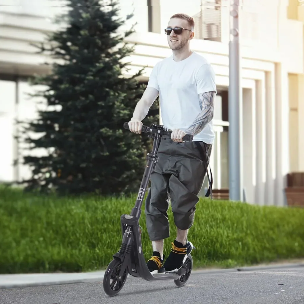 Scooter Kickscooter Roller Tretroller mit 200 mm rutschfesten Vollgummireifen für Erwachsene Kinder Teenager ab 14 Jahr