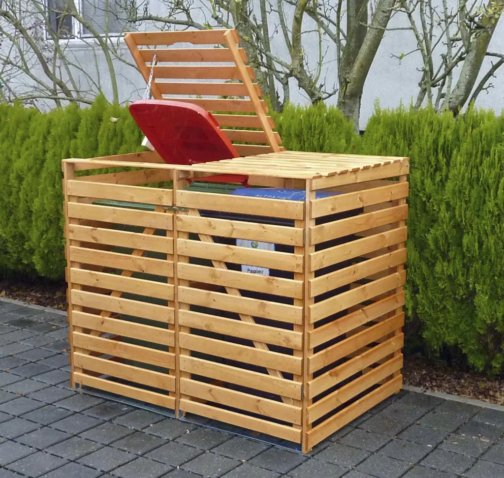 Mülltonnenbox "Vario V" für 2 Tonnen, honigbraun