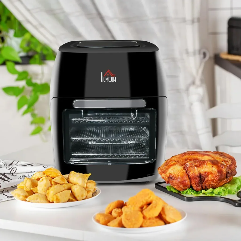 Heißluftfritteuse 11 L 1800W mit 8 Menüs Zubehör Stahl Schwarz 32 x 35,6 x 37,9 cm