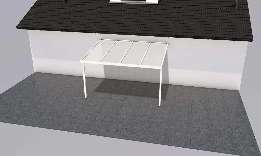 Terrassendach Premium, weiß, 4102 x 3060 mm - Polycarbonat Stegplatten 16 mm, opal
