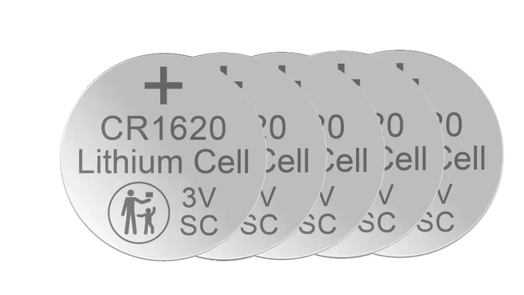 Lithium Knopfzelle CR1620, 3 Volt - 5 Stück
