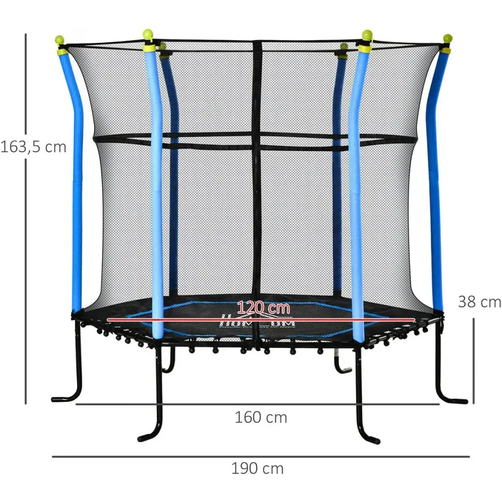 5,3FT Trampolin für Kinder Gartentrampolin mit Sicherheitsnetz Randabdeckung Gummiseil gepolstert Fitness-Trampolin Mini