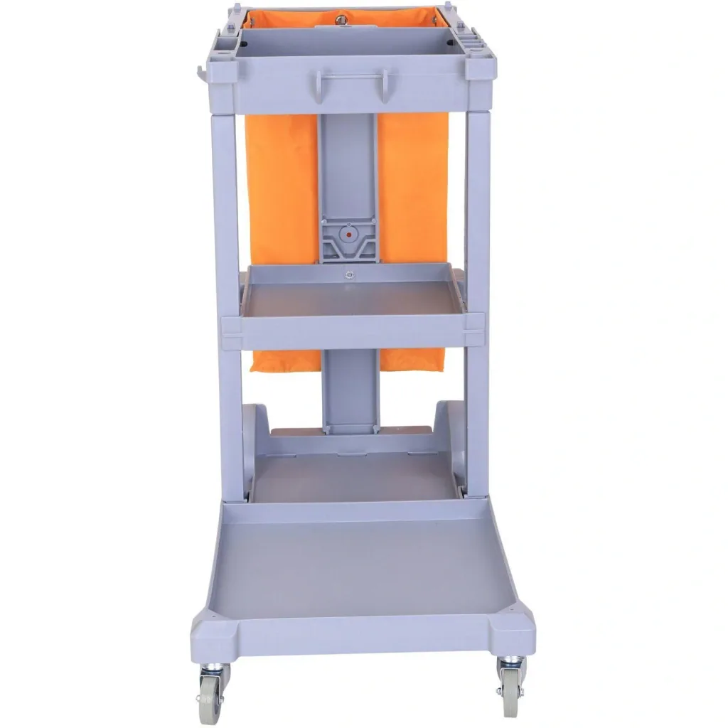 Putzwagen Systemwagen 3 Ablagen mit Abfallsack Grau