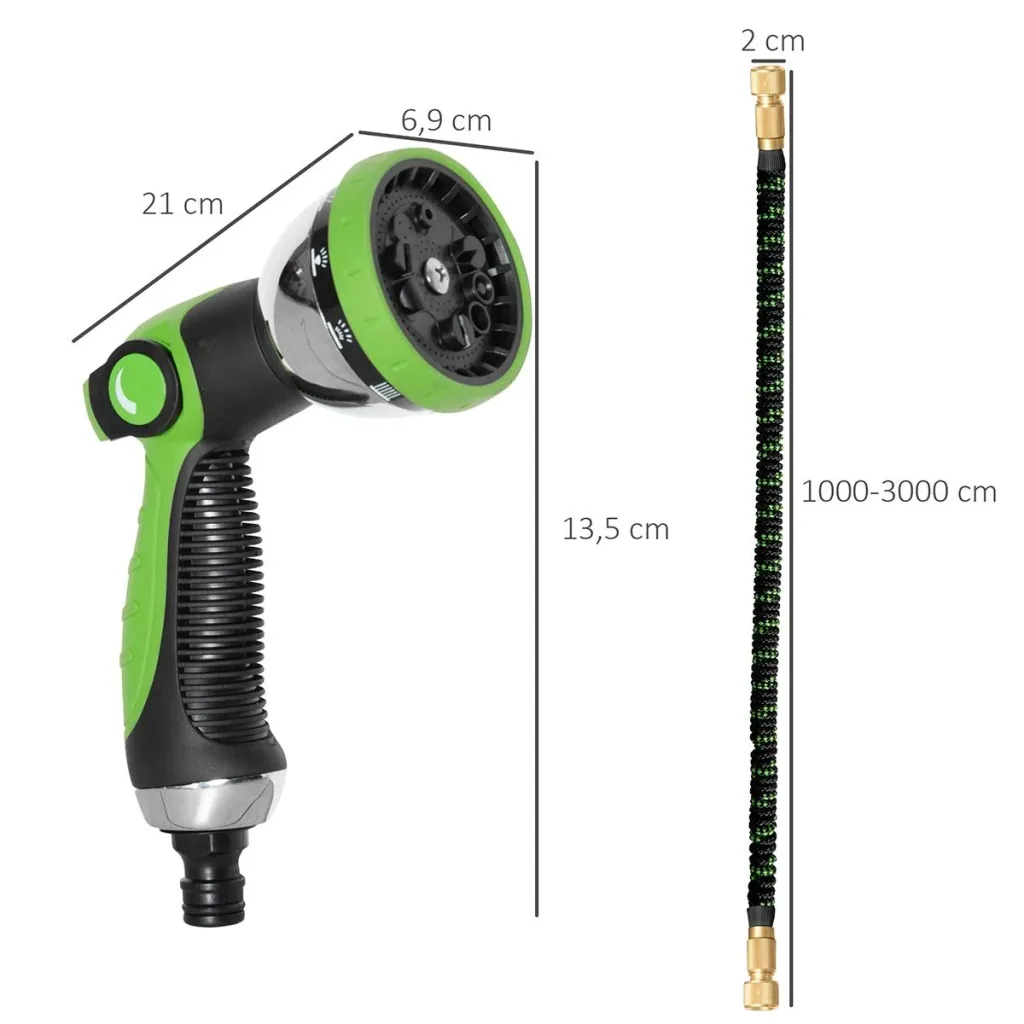 Gartenschlauch flexibel 30 m mit 10 Funktionen Sprühdüse Wasserschlauch mit 1/2 Zoll & 3/4 Zoll Anschluss Schlauch dehnb
