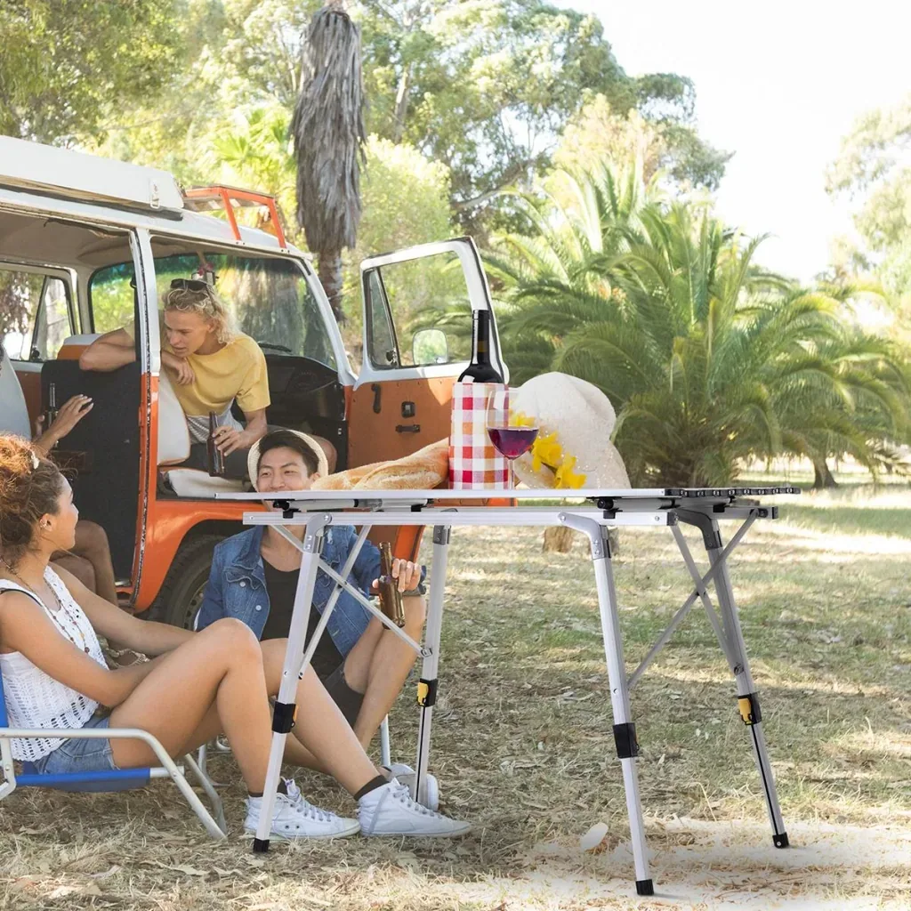 Campingtisch höhenverstellbar silber