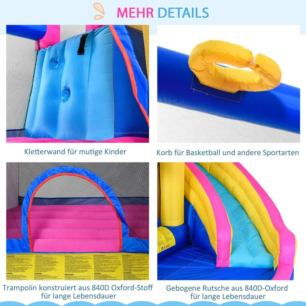 Kinderhüpfburg mit Rutsche und Pool bunt