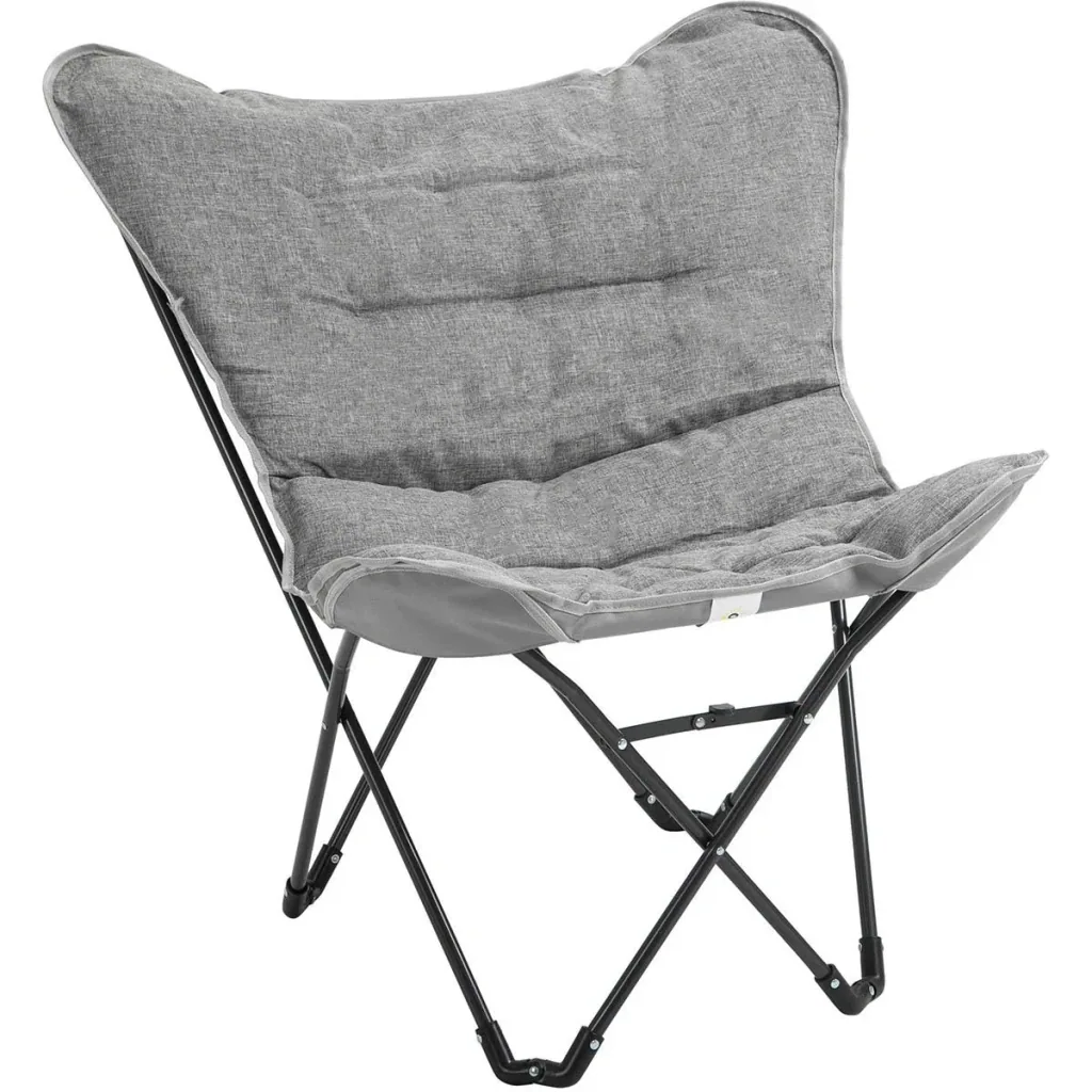 Klappbarer Campingstuhl - Stahl - Hellgrau - 88 x 74 x 84 cm