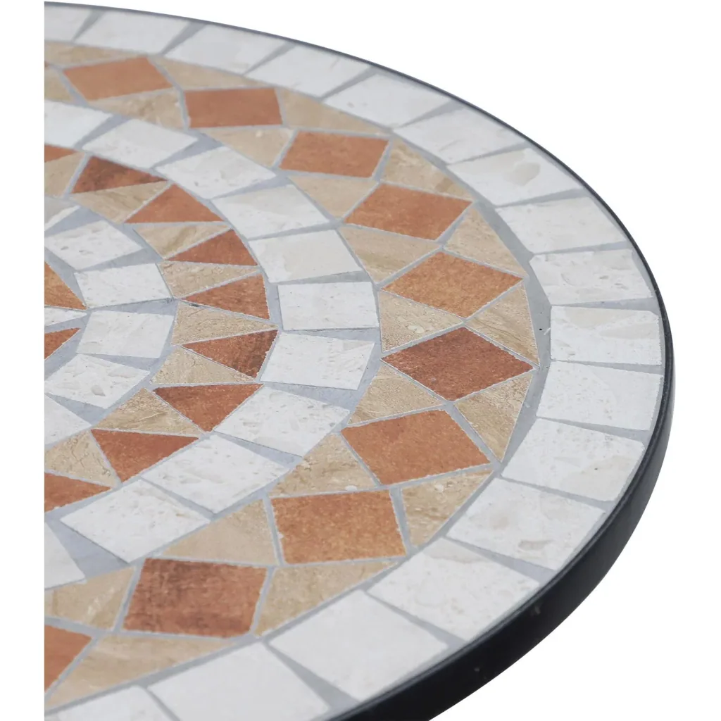Gartentisch Balkontisch Mosaiktisch Seviertisch rund Stahl + Keramik Ø60 x H71 cm