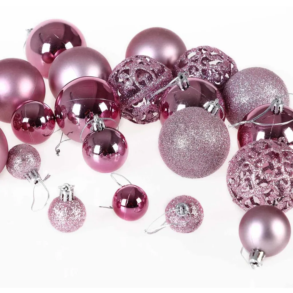 Weihnachtskugeln - Christbaumschmuck - Rosa 100 Stück.