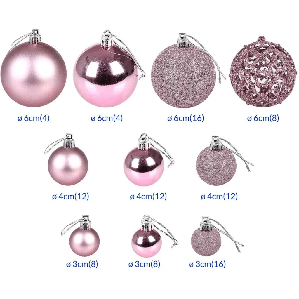 Weihnachtskugeln - Christbaumschmuck - Rosa 100 Stück.