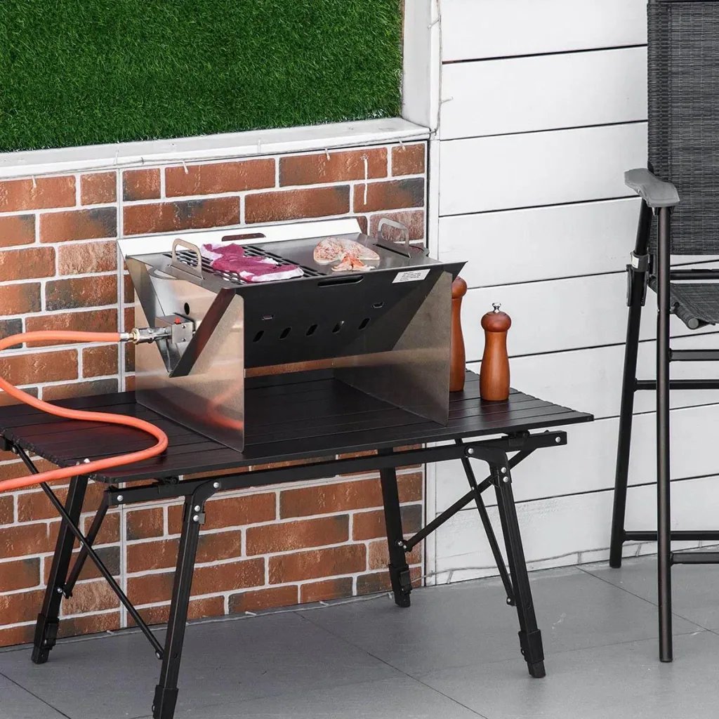 Tischgrill mit Piezo-Zündung - Edelstahl - 52 x 40 x 31 cm